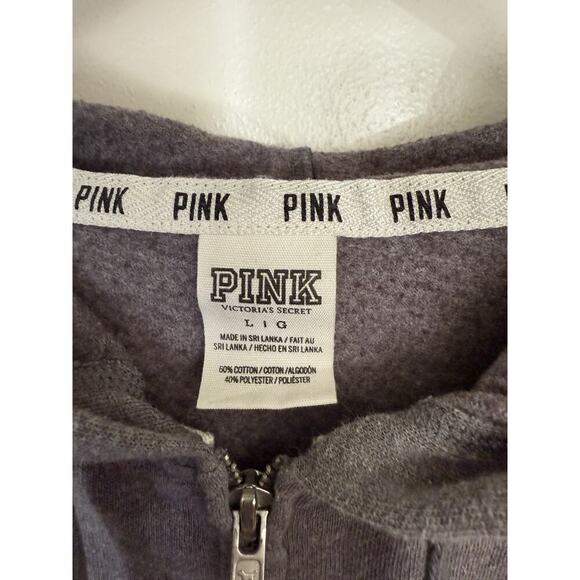 Victoria’s Secret pink – Y2K gray zip up hoodie size large - Picture 3 of 5
